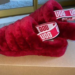 Red ugg slippers new size 6 with box